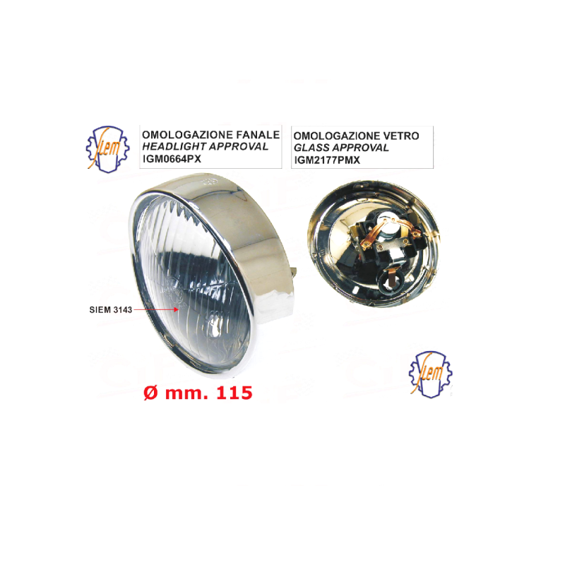 FARO FANALE GRUPPO OTTICO SIEM PER VESPA 150 VBA VBB1 VBB2 VNB3 VNB4 VNB5 VNB6 GS 150 VS5 GS 160