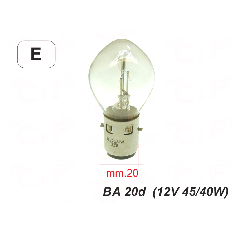 LAMPADA LAMPADINA BILUCE BA 20D (12V 45/40W) PER FANALE ANTERIORE